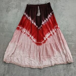 Magic Tie Dye‎ Flowy Skirt Sz XL Feminine Boho Hippie Batik Praise Ombre